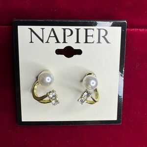 Napier Gold and Pearl Two-way Earrings NWT